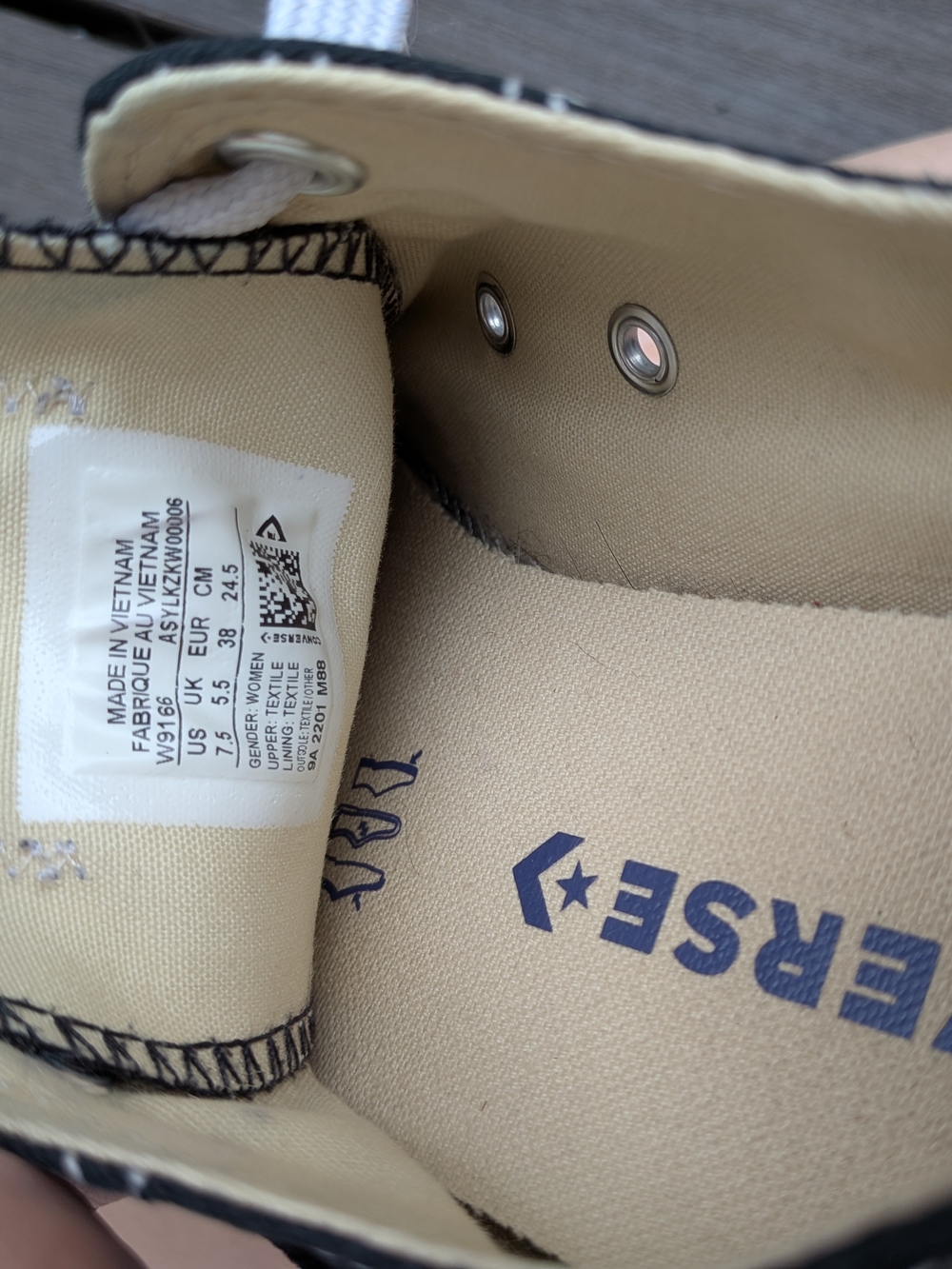 Converse Black Canvas Low Top Sneakers with White Laces - Picture 7 of 8